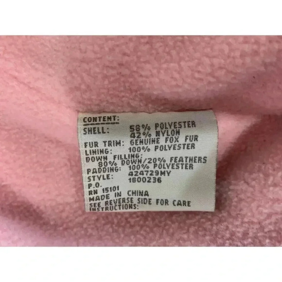1 Madison Pink‎ puffer jacket zipper pockets/phone pocket/fox fur-Medium - Picture 5 of 10